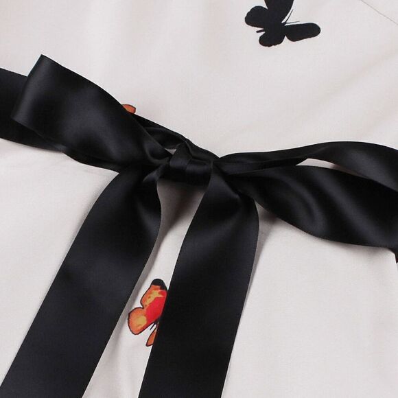 🦋 Pinup Retro Vintage 1950s Butterfly Floral Print Tea Dress with Belt SIZE L N - Picture 5 of 16